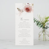Dusky Herfst Marsala Blush Bloemen Bruiloft Menu K Kaart (Staand voorkant)