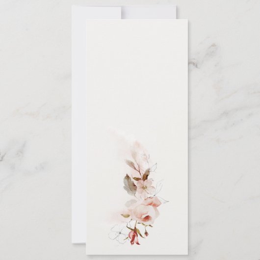 Dusky Herfst Marsala Blush Bloemen Bruiloft Menu K Kaart (Achterkant)