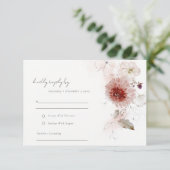 Dusky Herfst Marsala Blush Bloemen Bruiloft Recept RSVP Kaartje (Staand voorkant)