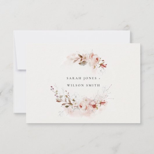 Dusky Herfst Marsala Blush Bloemen Bruiloft Recept RSVP Kaartje (Achterkant)