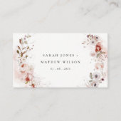 Dusky Herfst Marsala Blush Bloemen Bruiloft Websit Informatiekaartje (Voorkant)