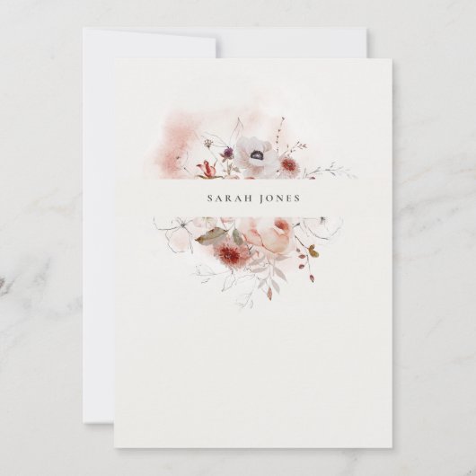 Dusky Herfst Marsala Blush Bloemen Cross doopsel Kaart (Achterkant)