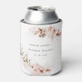 Dusky Herfst Marsala Blush Bloemen Krans Bruiloft Blikjeskoeler (Blikje Voorkant)