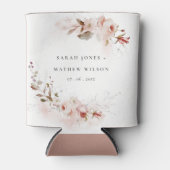 Dusky Herfst Marsala Blush Bloemen Krans Bruiloft Blikjeskoeler (Voorkant)