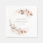 Dusky Herfst Marsala Blush Bloemen Krans Bruiloft Servet (Voorkant)