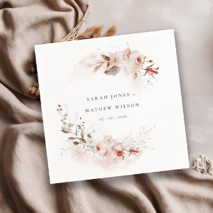 Dusky Herfst Marsala Blush Bloemen Krans Bruiloft Servet