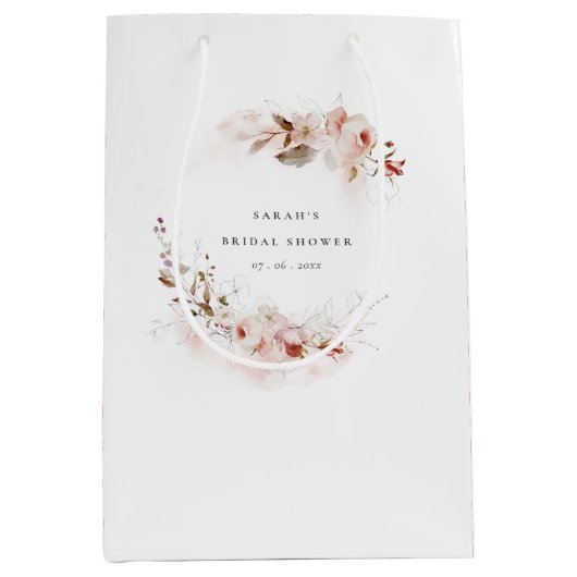 Dusky Herfst Marsala Blush Bloemen Vrijgezellenfee Medium Cadeauzakje (Voorkant)