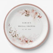 Dusky Herfst Marsala Blush Bloemen Vrijgezellenfee Papieren Bordje (Voorkant)