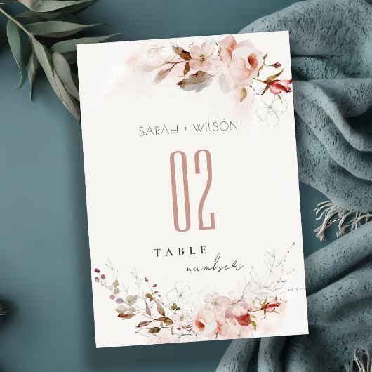 Dusky Herfst Marsala Blush Bloemen Waterverf Bruil Kaart
