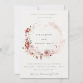 Dusky Herfst Marsala Blush Floral Wreath Verloving Kaart (Voorkant)