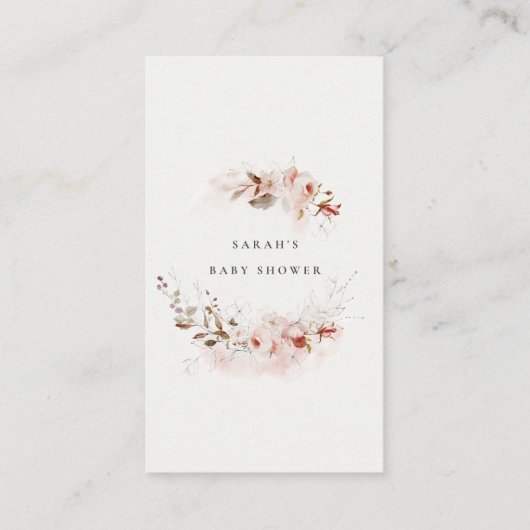 Dusky Herfst Marsala Flora Luier Raffle Baby showe Informatiekaartje (Achterkant)