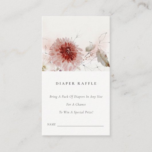 Dusky Herfst Marsala Flora Luier Raffle Baby showe Informatiekaartje (Voorkant)