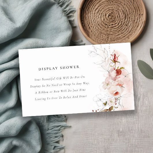 Dusky Herfst Marsala Floral Display Baby shower Informatiekaartje