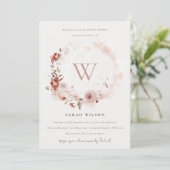 Dusky Herfst Marsala Floral Monogram Vrijgezellenf Kaart (Staand voorkant)