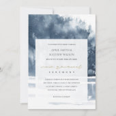DUSKY INK BLUE FOREST LAKE PINE VOW RENEWAL INVITE BEDANKKAART (Voorkant)
