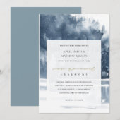 DUSKY INK BLUE FOREST LAKE PINE VOW RENEWAL INVITE BEDANKKAART (Voorkant / Achterkant)