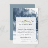DUSKY INK BLUE FOREST LAKE PINE WEDDING DETAILS INFORMATIEKAARTJE (Voorkant / Achterkant)