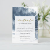 DUSKY INK BLUE FOREST LAKE PINE WEDDING DETAILS INFORMATIEKAARTJE (Staand voorkant)