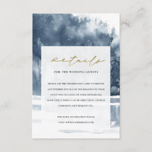 DUSKY INK BLUE FOREST LAKE PINE WEDDING DETAILS INFORMATIEKAARTJE