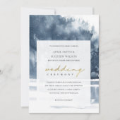 DUSKY INK BLUE FOREST LAKE PINE WEDDING INVITE BEDANKKAART (Voorkant)