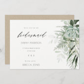 Dusky Leafy Fern Succulent Bridesmaid Invite Bedankkaart (Voorkant / Achterkant)