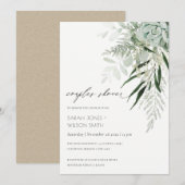 Dusky Leafy Fern Succulent Couples Shower Invite Bedankkaart (Voorkant / Achterkant)
