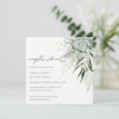Dusky Leafy Fern Succulent Couples Shower Invite Bedankkaart (Staand voorkant)