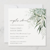 Dusky Leafy Fern Succulent Couples Shower Invite Bedankkaart (Voorkant)