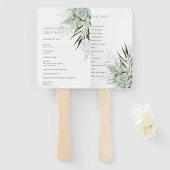 Dusky Leafy Fern Succulent Foliage Wedding Program Handwaaier (Voorkant en achterkant)