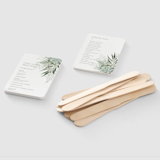 Dusky Leafy Fern Succulent Foliage Wedding Program Handwaaier (Niet-gemonteerd)