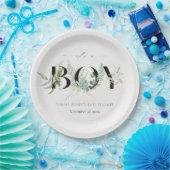 Dusky Leafy Fern Succulent Het is een Baby shower Papieren Bordje (Feest)