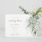 Dusky Leafy Fern Succulent Maid of Honor Invite Bedankkaart (Staand voorkant)