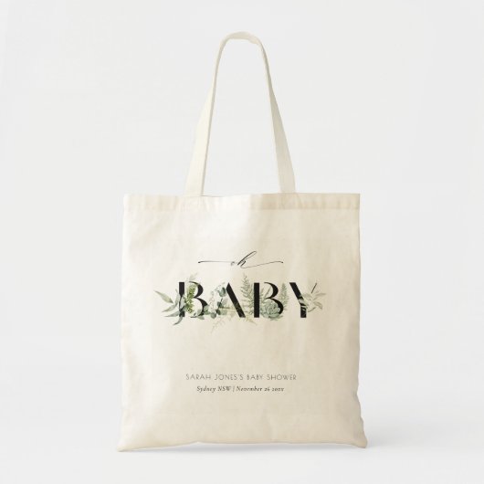 Dusky Leafy Fern Succulent Oh Baby shower Tote Bag (Voorkant)