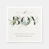 Dusky Leafy Fern Succulent Oh Boy Baby shower Servet (Voorkant)