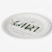 Dusky Leafy Fern Succulent Oh Girl Baby shower Papieren Bordje (Gekanteld)