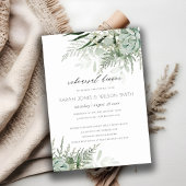 Dusky Leafy Fern Succulent Rehearsal Dinner Invite Bedankkaart