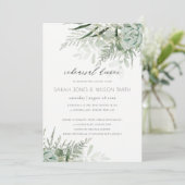 Dusky Leafy Fern Succulent Rehearsal Dinner Invite Bedankkaart (Staand voorkant)