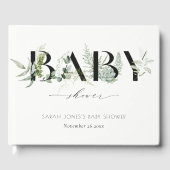 Dusky Leafy Fern Succulent Script Baby shower Gastenboek (Voorkant)