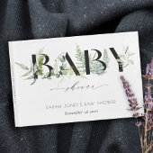 Dusky Leafy Fern Succulent Script Baby shower Gastenboek