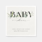 Dusky Leafy Fern Succulent Script Baby shower Servet (Voorkant)
