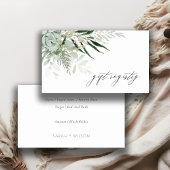 Dusky Leafy Fern Succulent Wedding Gift Registry Visitekaartje
