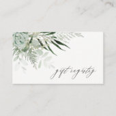 Dusky Leafy Fern Succulent Wedding Gift Registry Visitekaartje (Voorkant)