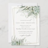 Dusky Leafy Fern Succulent Wedding Lijst Invite Bedankkaart (Voorkant)