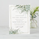 Dusky Leafy Fern Succulent Wedding Lijst Invite Bedankkaart (Staand voorkant)