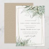 Dusky Leafy Fern Succulent Wedding Lijst Invite Bedankkaart (Voorkant / Achterkant)