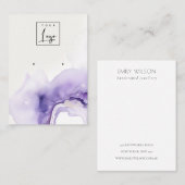 Dusky Lilac Abstract Watercolor Agate Earring Logo Visitekaartje (Voorkant / Achterkant)