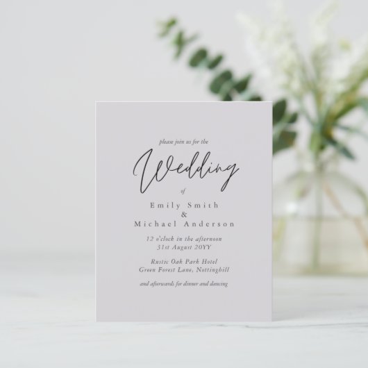 Dusky Mauve Script Typography only Budget Wedding (Staand voorkant)