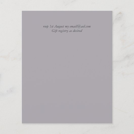 Dusky Mauve Script Typography only Budget Wedding (Achterkant)