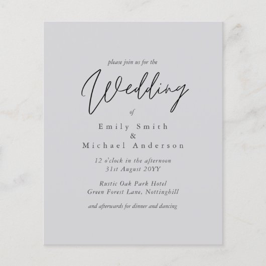 Dusky Mauve Script Typography only Budget Wedding (Voorkant)