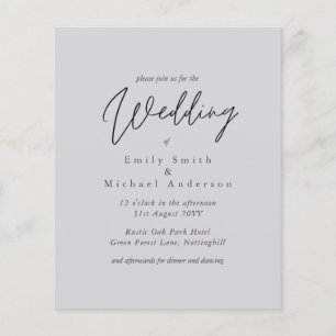 Dusky Mauve Script Typography only Budget Wedding
